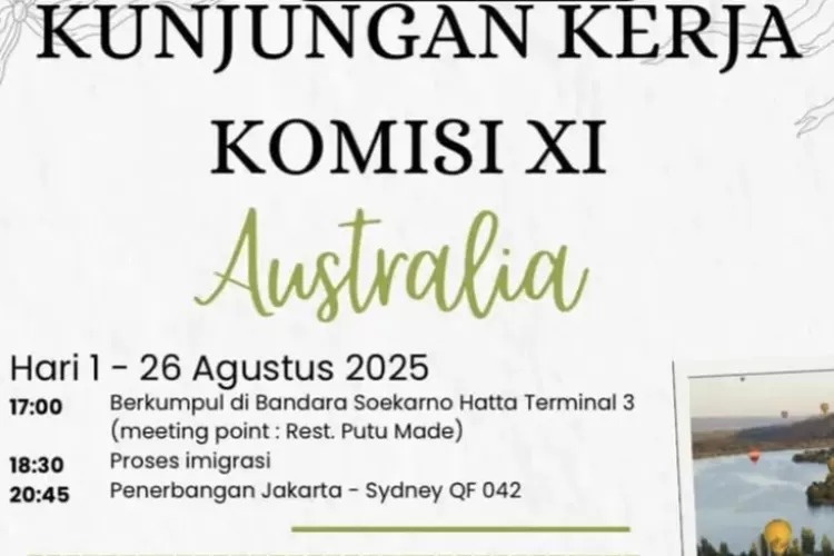 Agenda kunjungan kerja anggota DPR Komisi XI bocor di saat aksi demo dilakukan. (X @ardisatriawan )